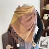 Women's Autumn/Winter 2022 Warm Imitation Cashmere Plaid Scarf Shawl - Korean Style