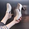 Autumn Women Pums Cozy Work Shoes Slip-On 2025 Vintage Pumps Dress Prom Career Thick Heel 7cm Ladies Shoes Square Toe Pumps