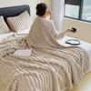Summer AC Flannel Blanket Thickened Double-sided Plush Striped Texture Solid Color Office