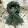 Spring and Summer Thin Breathable Linen Scarf for Women, Artistic Solid Color Shawl Pure Linen Scarf for Women