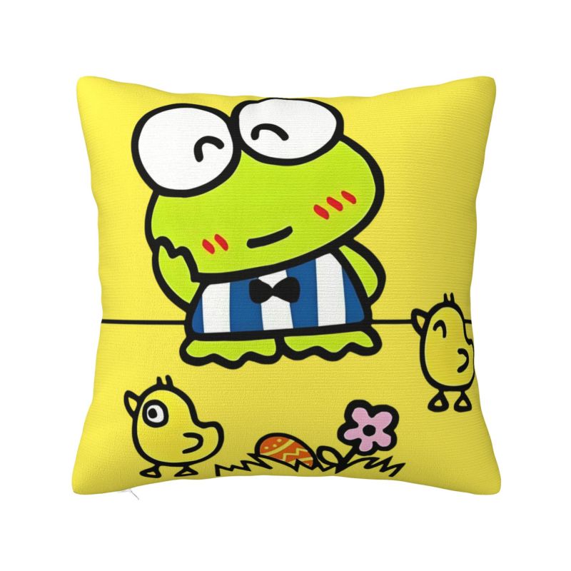 Custom Game Keroppi No Daibouken Cartoon Luxury Pillow Cover Decoration Kawaii Anime Frog Cushions for Sofa
