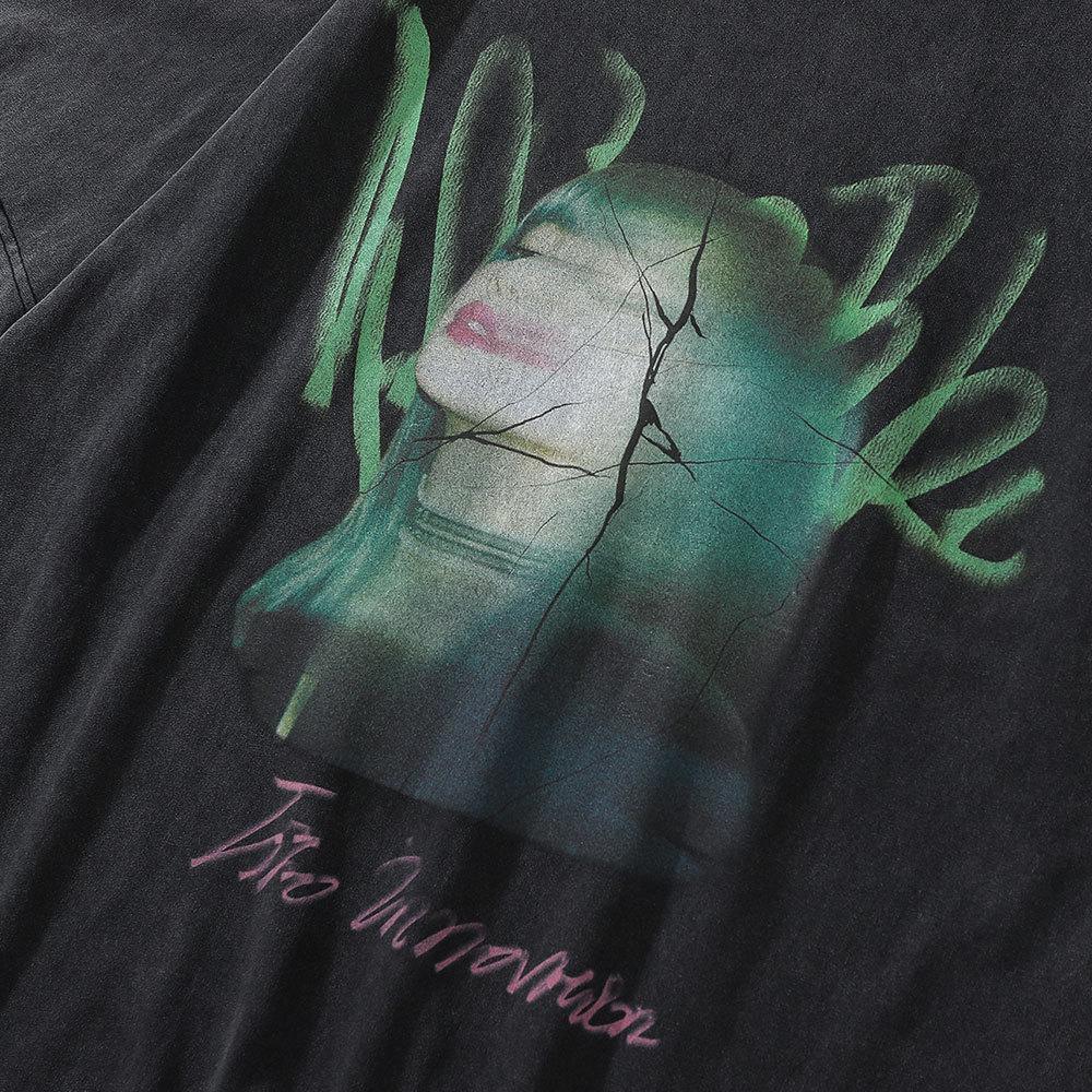 Футболка с короткими рукавами и принтом персонажей для мужчин. Мужская хип-хоп-тенденция. Уличная модная этикетка с половиной рукавов. Свободный круглый вырез. Рукав пять четвертей.