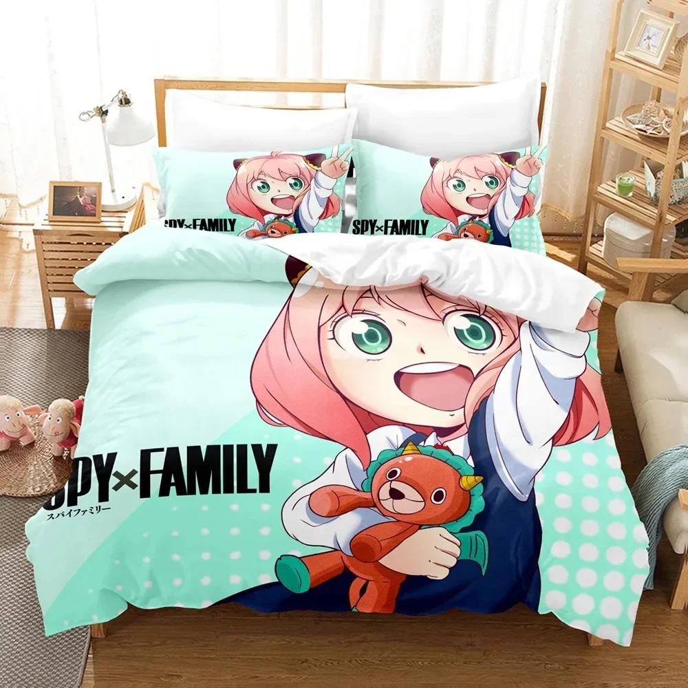 SPY×FAMILY Anime Anya Forger Comfortable Duvet Quilt Cover Pillowcase Bedding Set Children Bedroom Decoration Home Textile