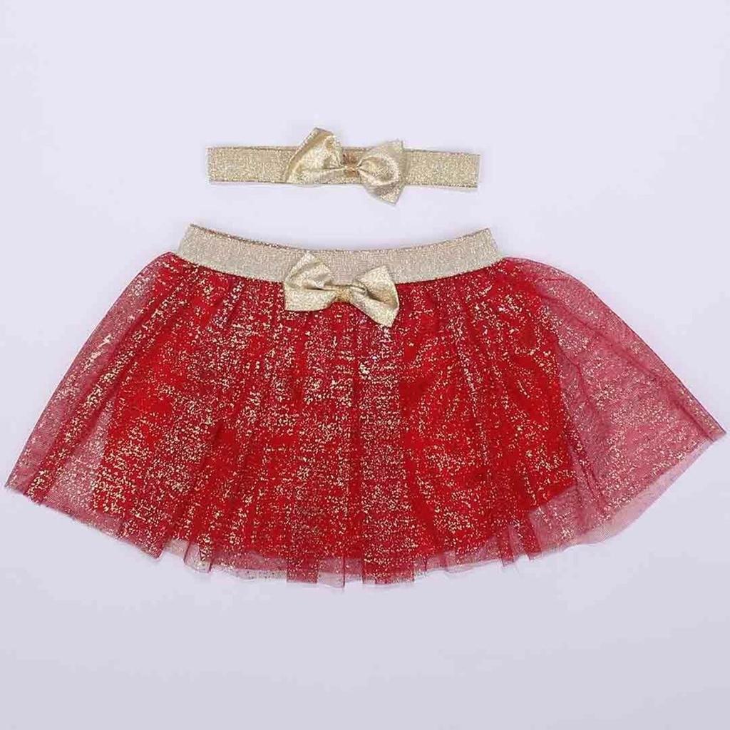 Baby Girl Daddy's Princess Written Glittery Tulle Red Skirt Set of 3