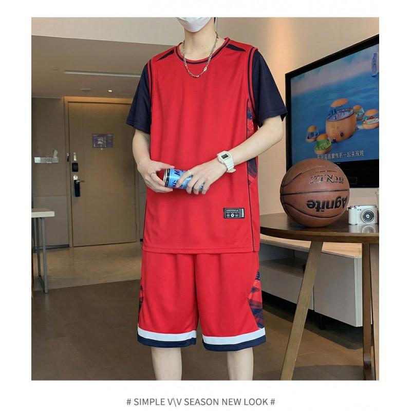 Youth Mens Basketball Jersey Set Short Sleeve T-Shirt Shorts Sportswear Training Outfit Teens