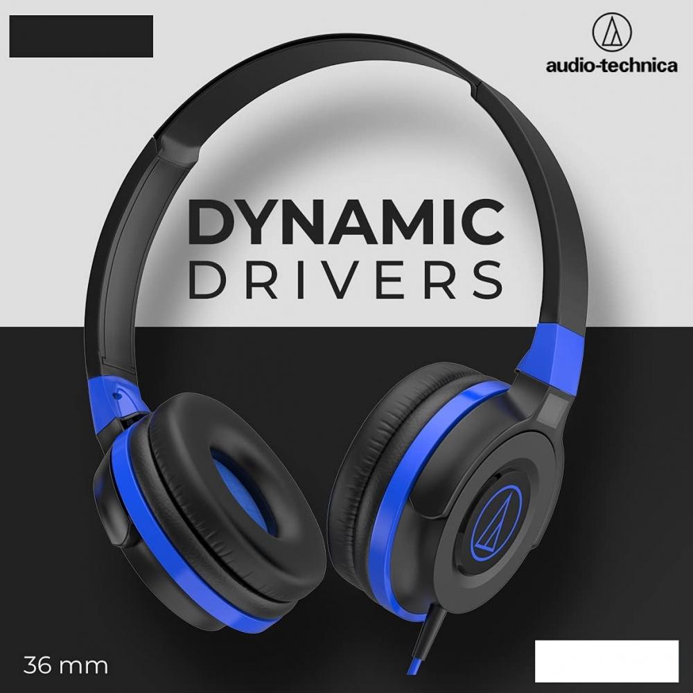 Портативные наушники Audio Technica Ath S100is Bbl для проводных смартфонов, для мониторинга улиц, черные, синие, с микрофоном и пультом дистанционного управления
