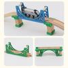 Children's Toy Gift Wooden Colored Pier Double Bridge Track Accessories Compatible with Electric Trains and Wooden Track S P095