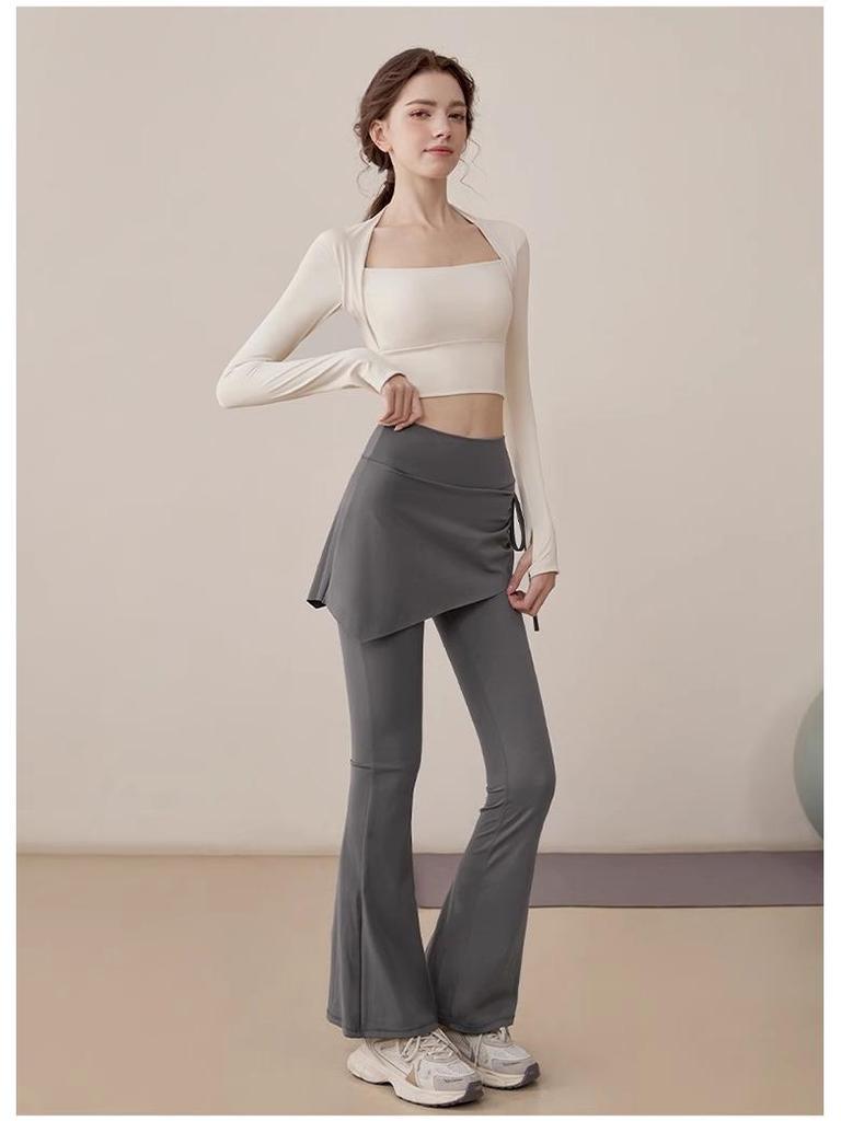 Spring 2025 Fashion Yoga Skirt Pants: Flared Fitness Trousers for Running & Sports