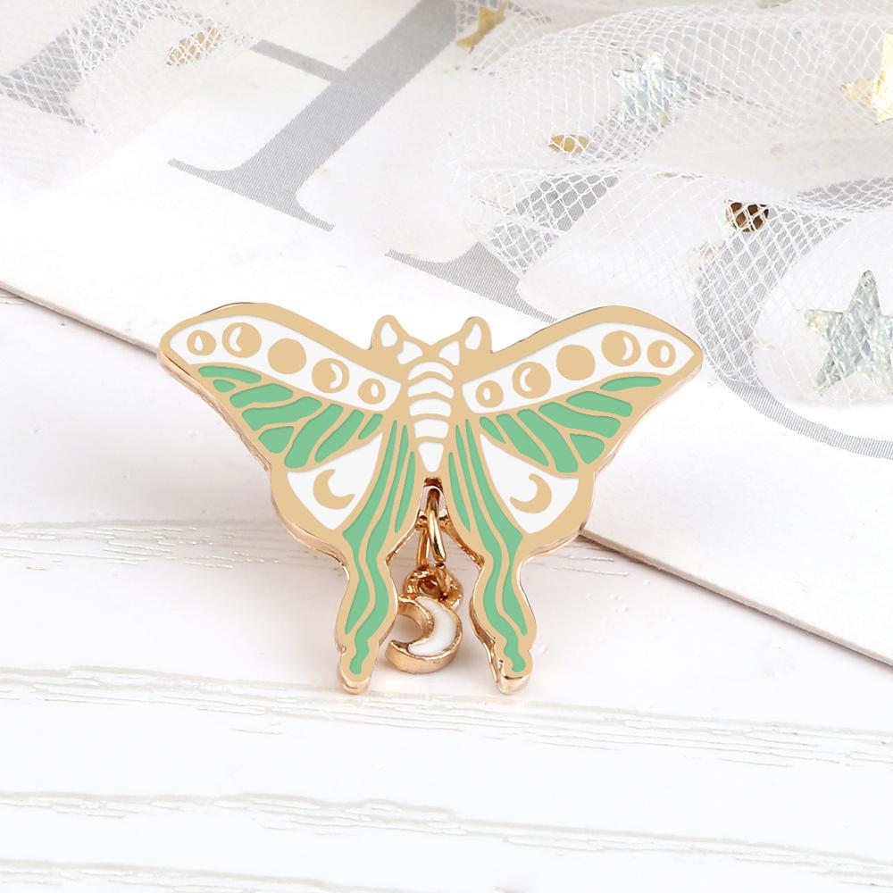 Small Retro Insect Butterfly Lapel Pins Cartoon Moon Phase Moth Brooch Cute Exquisite Enamel Badge Bag Accessories Gifts Jewelry