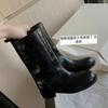 Soft Leather Version~ Retro Gao Grade Wide Tube Soft Leather Thick Heel Medium Tube Western Knight Short Boots Women'S Season Martin Boots