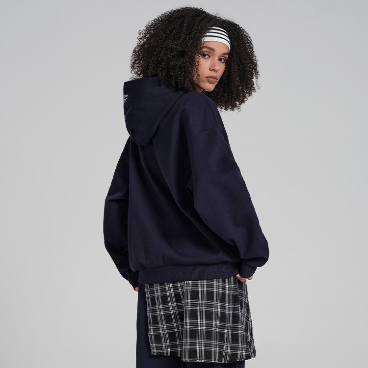 Reebok Cny Series Logo вышитый капюшон трикотажный свитер унисекс толстовка темно-синяя 24SRC309UGN2