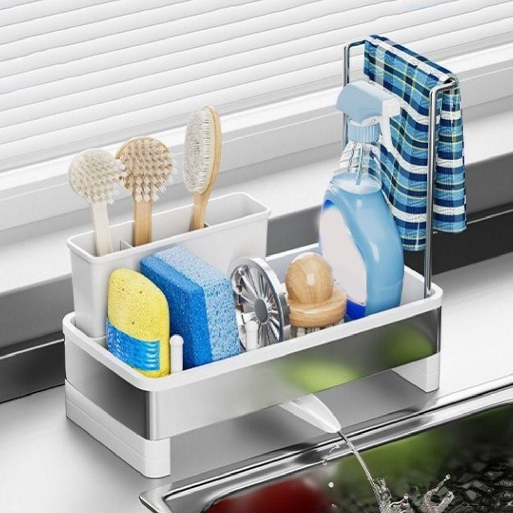 Detachable Sponge Drain Rack Self-draining Sink Shelf Cloth Storage Rack for Kitchen