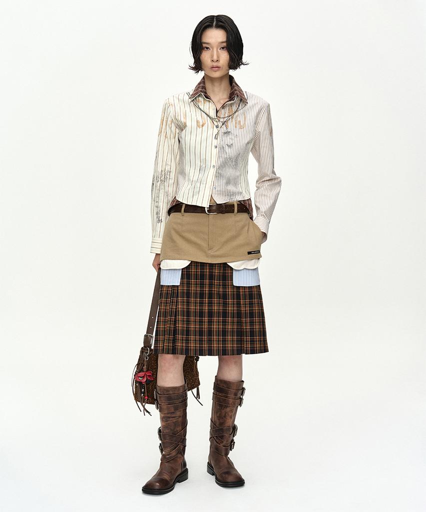 Andersson Bell Double Layered Pleats Skirt Apa885W(Brown)
