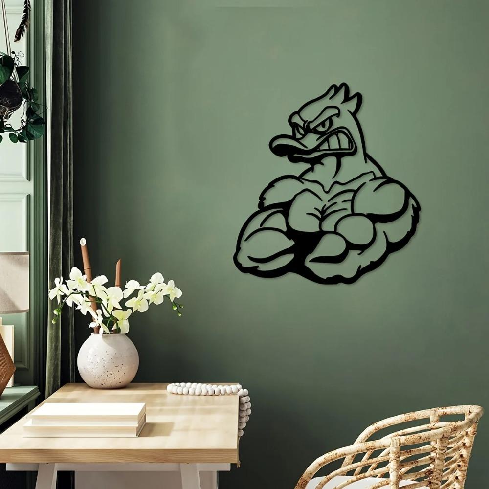 Creative Muscle Duck Iron Crafts - Unique Indoor Decoration for Living Room and Hallway, Stylish Outdoor Wall Décor