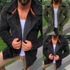 Men's Winter Solid Color Cardigan Casual Blouse Fleece Tops Coat