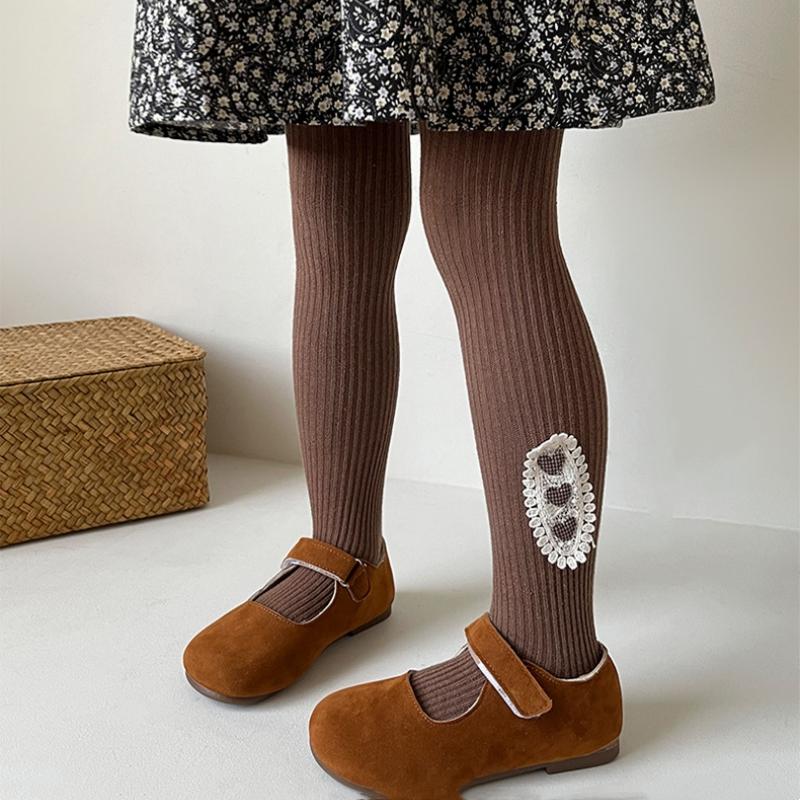 Warm Knitted Girls Pantyhose Spring Autumn Cotton Baby Tights Heart Flower Girls Leggings Kids Children Tights