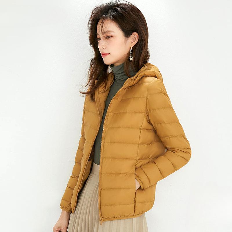 Зимняя женская куртка-пуховик с капюшоном, легкая, короткая, большого размера, легкая, белая куртка-пуховик на утином пуху