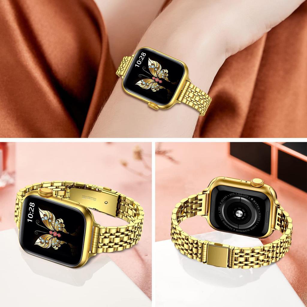 Превосходный браслет звеньевой из нержавеющей стали женский Для Apple Watch ремешок Серия 11/8/7/6/10/9 40мм 41мм 38мм 42мм 44мм 45мм 46мм Ремешок