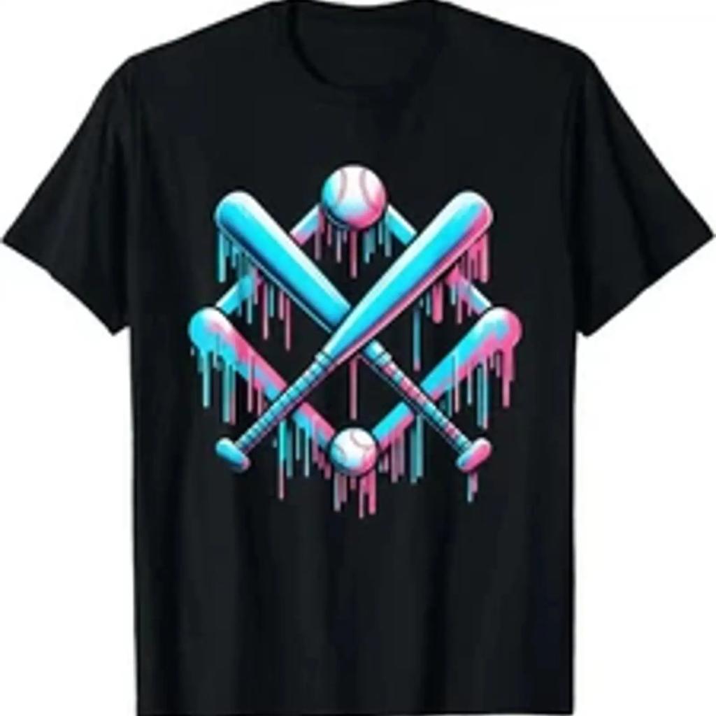 Baseball Home Plate Drip For Boys Ice Cream Spinkle Unisexs T Shirt Personality Pr Vintage Soft Fashion Casual Streetwear