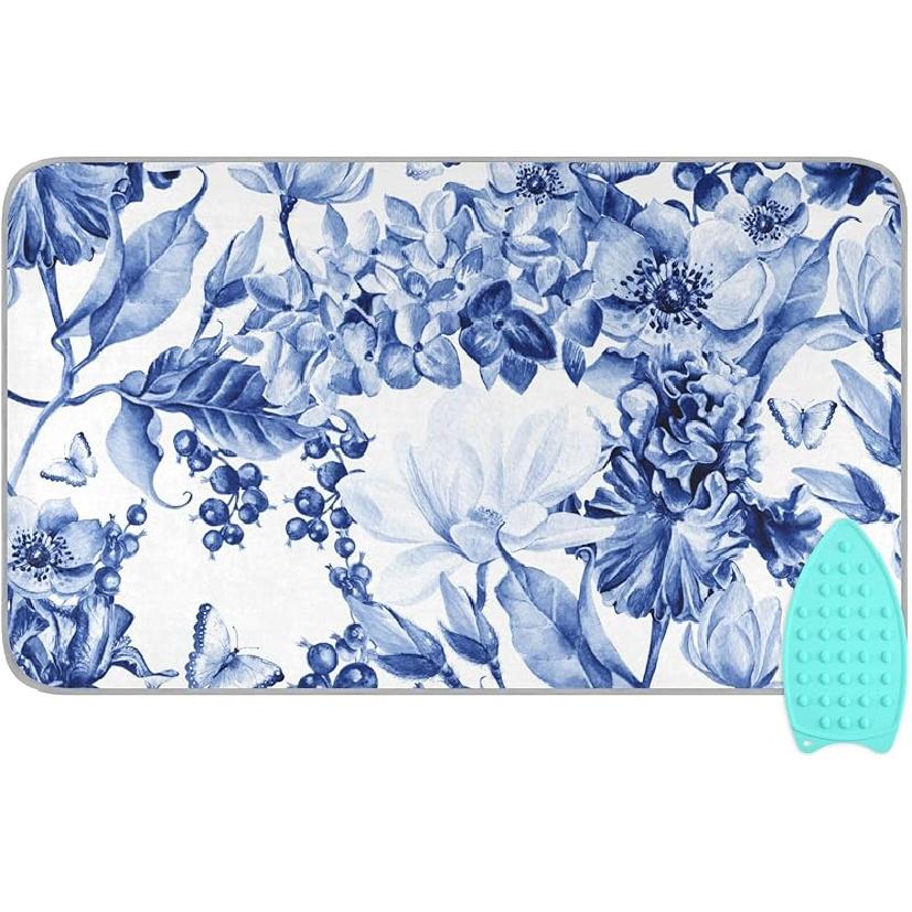 Коврик для глажки для стола Портативное дорожное одеяло для глажки Чехлы для гладильной доски Коврик для прессования Подушки для термопресса 27,6x47,2 дюйма Серые цветы