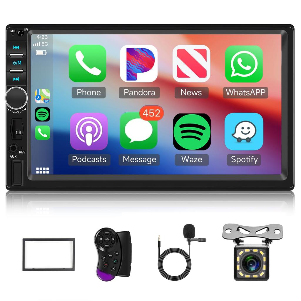 2-DIN Автомагнитола Автомагнитола с Android Hodozzy Экраном 2-DIN Эквалайзер USB AUX Автомобильный Мультимедийный Плеер HD Камера Заднего Вида Двойной Шум Автомобильное Радио CarPlay, Auto,