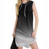 Women's Casual Fashion Round Neck Sleeveless Print Hooded Drawstring Dress