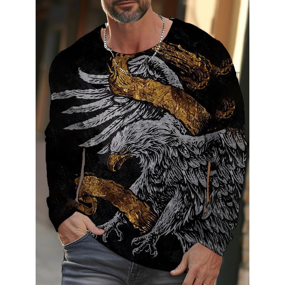 Мужская футболка с длинным рукавом с 3D-принтом волчьей стаи 2025 года, уличный стиль, мужской теплый топ для осени и зимы, повседневная мужская рубашка