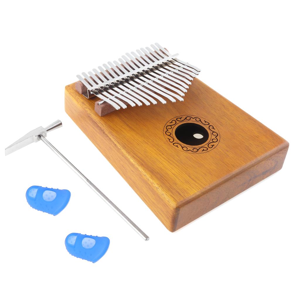17 Key Kalimba Single Board Wood Thumb Piano Mbira Natural Mini Keyboard Instrument