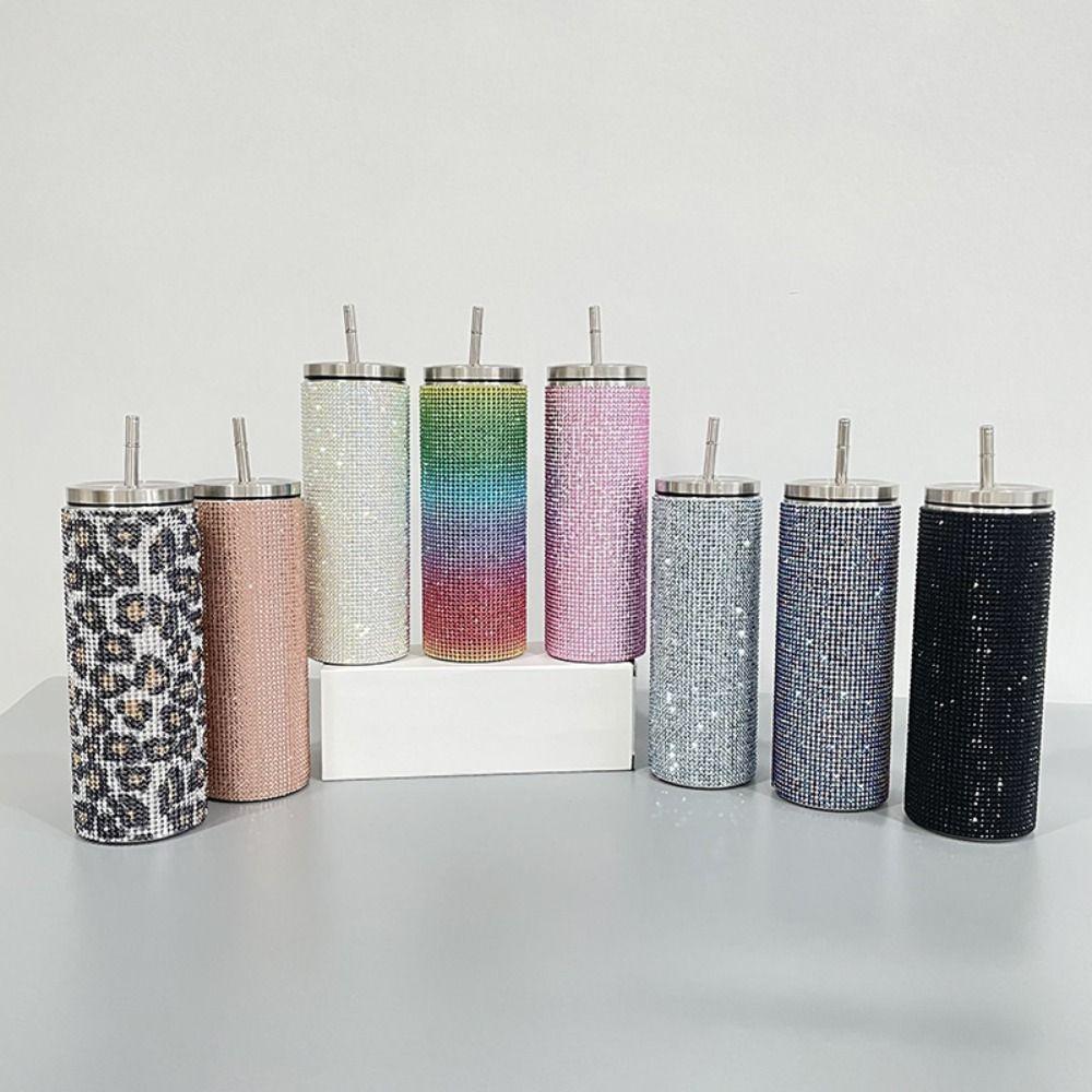 Блестящая кружка для кофе, дорожная, с леопардовым принтом, вакуумные фляги, посуда для напитков, прямой тамблер, для влюбленных