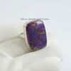 925 Sterling Silver Purple Turquoise Ring, Rectangle Copper Turquoise Gemstone