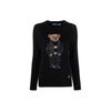 Polo SS22 Cartoon Teddy Bear Pattern Jacquard Crew Neck Pullover Casual Long Sleeve Sweater Women Sweater Black 211857294-001