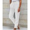 Ladies' High Waisted Elastic Waisted Solid Color Cotton and Linen Casual Pants
