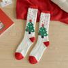 Long Christmas Stocking Snowflake Elk XmasTree Thicken Floor Socks Sleeping Stockings  For Women