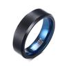 Ikuinen 6mm Black BlueTungsten Wedding Bands Rings for Men, Matte Brushed Finish Center