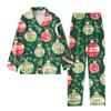 Детский рождественский костюм из 2 предметов с принтом, топ с длинными рукавами и застежкой на пуговицы, широкие брюки, комплект пижамы, домашний повседневный костюм