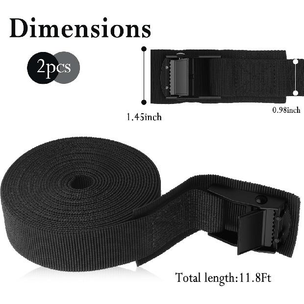2PCS Cam Straps,11.8Ft Adjustable Lashing Straps with Buckles for Securing Gear,Maximum Load Capacity 300 lbs Kayak Strap for Roof Racks Car