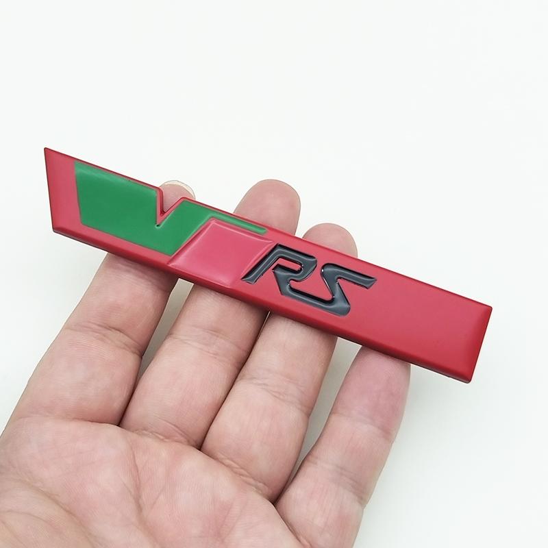 3D Metal RS Logo VRS Car Front Grill Emblem Rear Trunk Badge For Skoda VRS Octavia 1 2 3 Rapid Kodiaq Karoq Fabia Kamiq Superb QN8