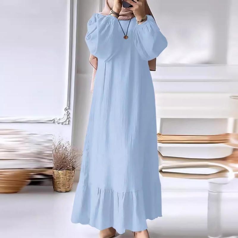 Женское весенне-осеннее модное винтажное длинное платье с длинными рукавами и оборками по подолу