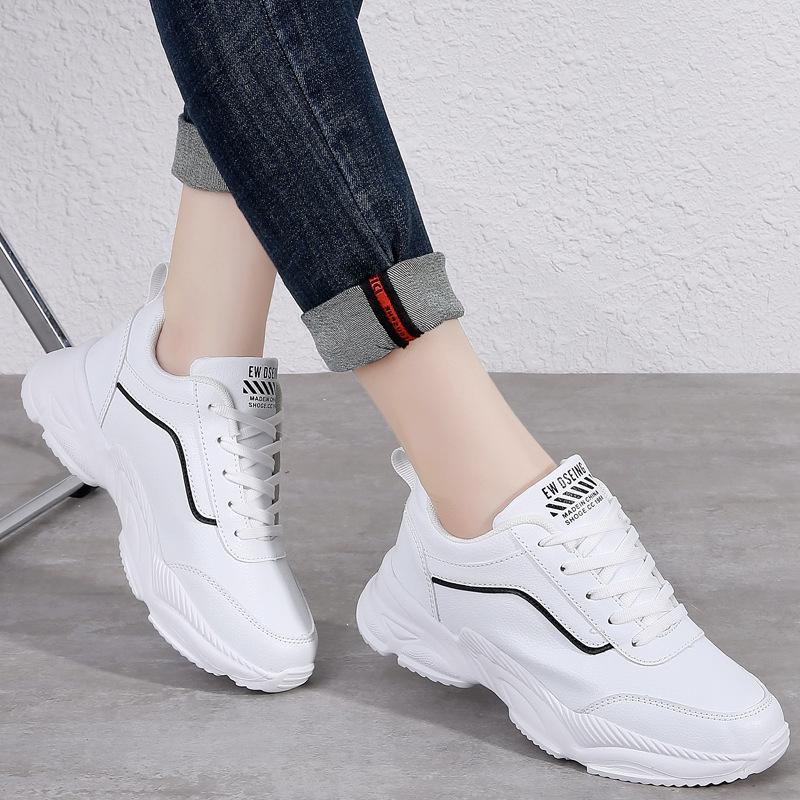 Новые кожаные осенние и зимние женские туфли большого размера для спорта и отдыха на воздушной подушке с нескользящей подошвой женские туфли