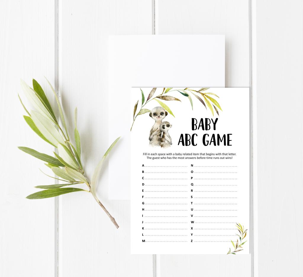 Inkdotpot Игровой набор Baby Shower из 50 игр BabyA AlphabetA ABCA Игра Meerkat Baby Gender Neutral Party