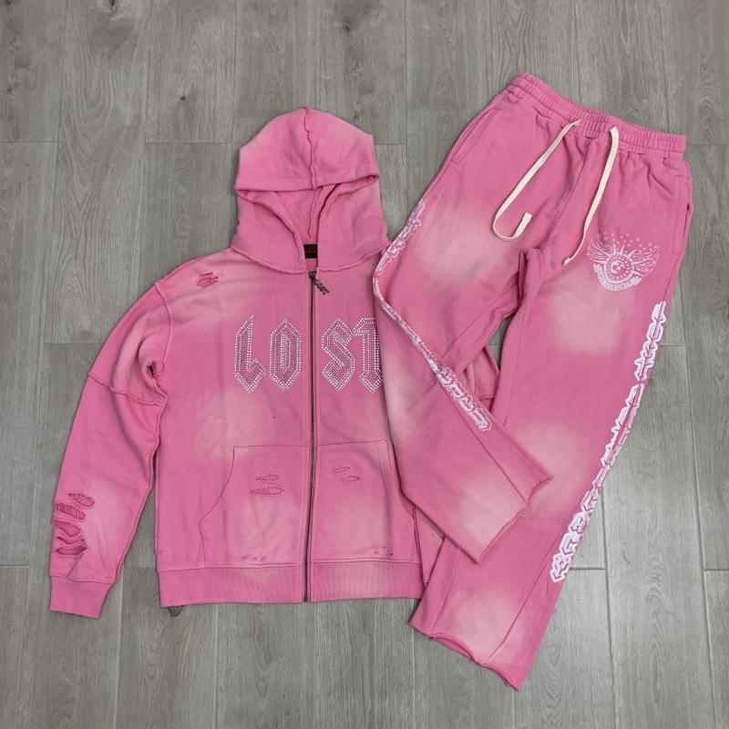 European and American tide brand hot diamond letter printing high street trend leisure street men's and women's leisure loose sweater trousers
