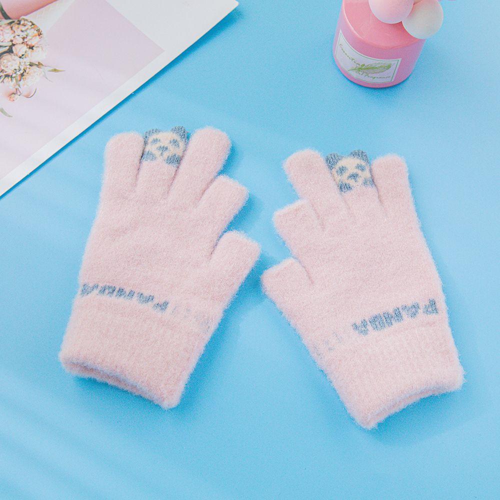 Kawaii Thicken Cycling  Letter Panda Women Winter Gloves Korean Mittens Outdoor Gloves