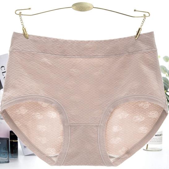 Розовое жаккардовое нижнее белье из модального хлопка, женские трусики со средней талией, дышащие, подтягивающие бедра, подтягивающие живот, одноцветные, удобные трусики больших размеров