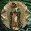 Wooden Our Lady of Guadalupe Wooden Wall Plaque, Divine Aura Pattern, Classic Hanging Decor for Door, Wall, Home, Room, Farmhouse,Coffee House Decor