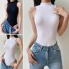 Women Sexy Bodysuit Sleeveless Half Turtleneck Bodysuit Summer Slim Fit One-Piece Vest Solid Color Bottoming Shirt Romper