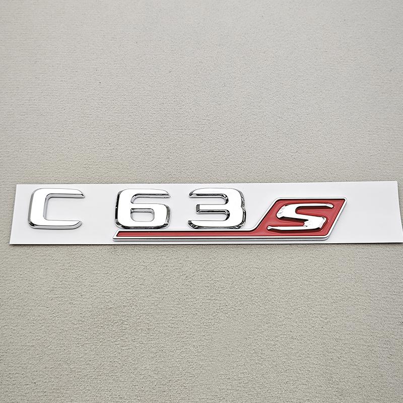 3D C63S Letters Rear Trunk Badge Emblem Decal For Benz W205 C Class C63 S AMG Car Styling Accessories Gloss Black Chrome