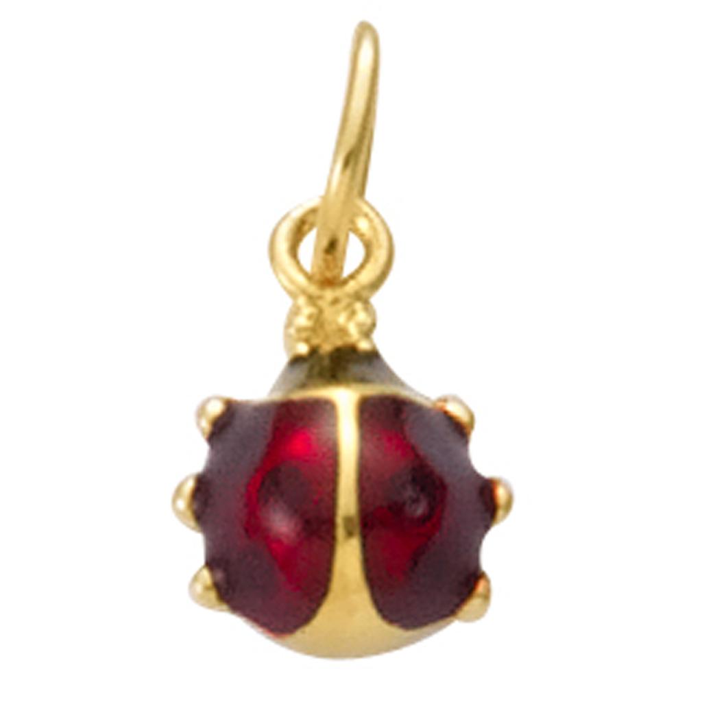 Les Trésors De Lily [R1691] - Gold Plated Pendant 'Ladybug' Golden Red - 7x6 Mm