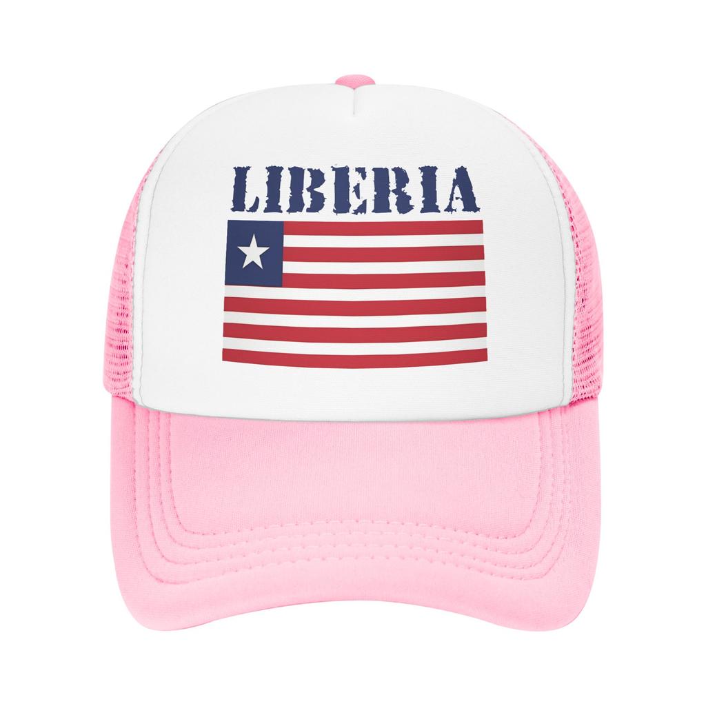 Liberia Sun Hats  Trendy UnisexTeens Mesh Trucker Hat SunProof Print Hiking Fishing Snapback Cap Gift