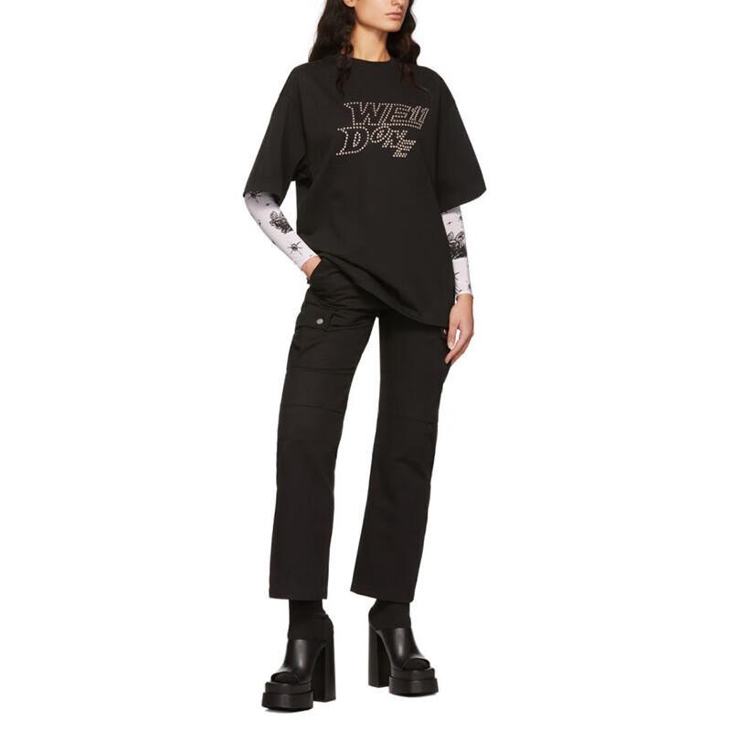 WE11DONE T-Shirts Unisex Black Crew Neck Moderate Straight Fit WD-TT1-22-666-U-BK