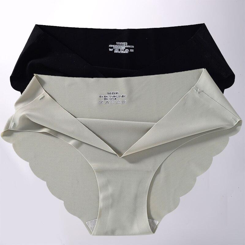 2Pcs/Set Seamless Silk Women's Panties Briefs Women Underwear Female Underpants Comfortable Silk Panty Sexy Woman Lingerie M-XL